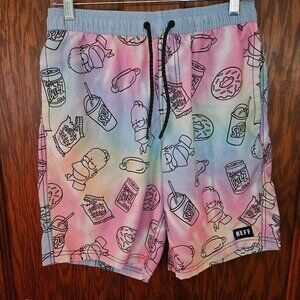 Neff HOMER SIMPSON Swim Trunks Shorts Mens Size S Blue TIE DYE